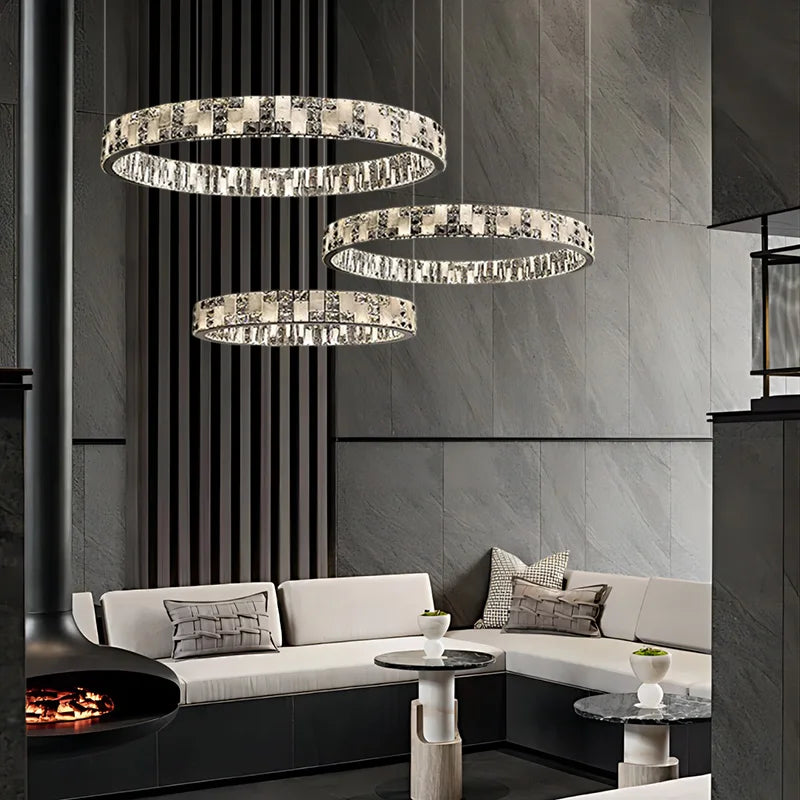 Afralia™ Crystal Lustre Circle Chandelier LED Lights - Modern Luxury Minimalism décor