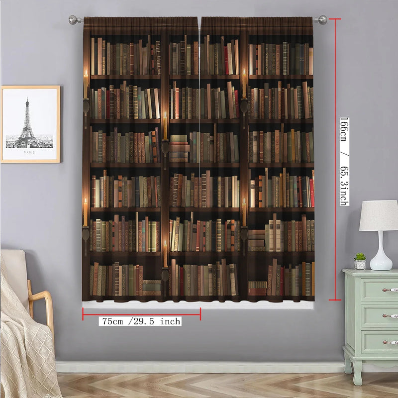 Vintage Wooden Door Bookshelf Curtains by Afralia™: Perfect for Home, Kitchen, Coffee Shop & Living Room