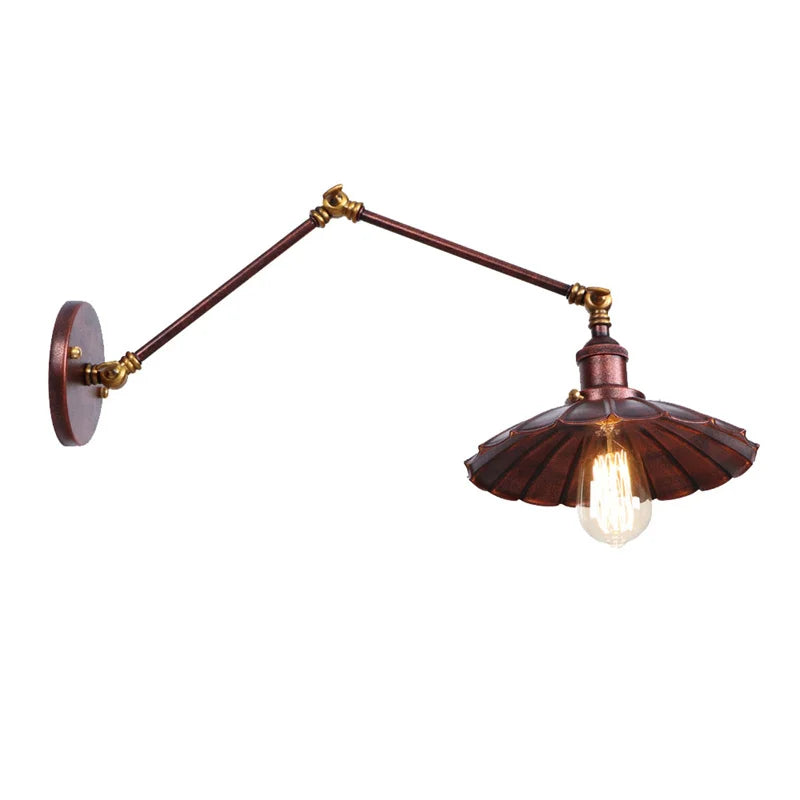 Afralia™ Rustic Iron LED Wall Sconce, Industrial Vintage Long Arm Stair Light Fixtures