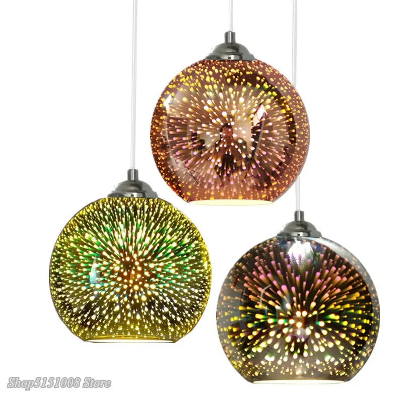 Afralia™ Fireworks Glass Pendant Light for Bar Dining Room Loft, Modern Colorful Design