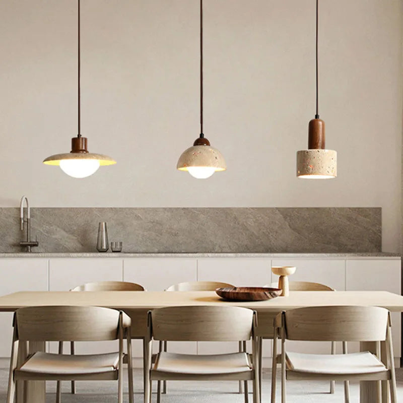 Afralia™ Natural Stone Glass LED Pendant Lights for Dining Room Kitchen Bar - Adjustable Cord Length