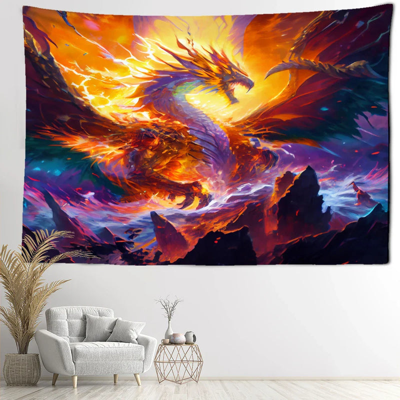 Afralia™ Mysterious Witchcraft Dragon Tapestry Wall Hanging Home Decor