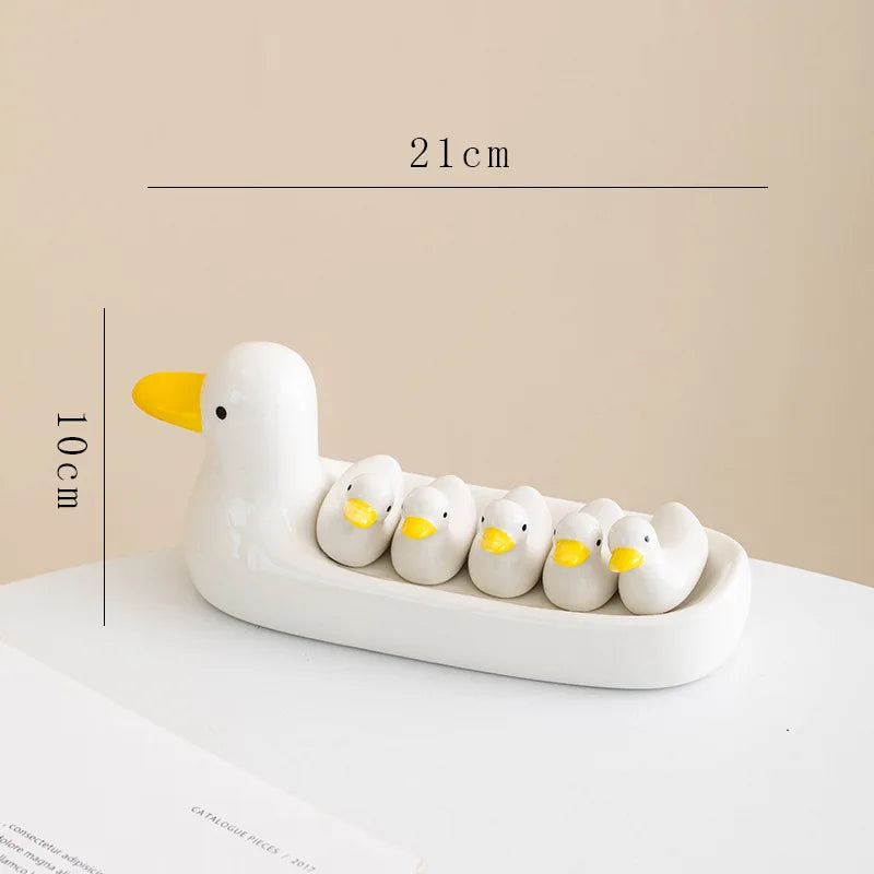 Afralia™ Duck Chopstick Holder Tray White Rabbit Porcelain Plate Home Decor