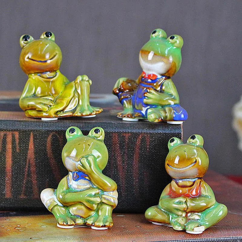 Afralia™ Ceramic Frog and Tortoise Set: Creative Home Office Decor and Landscape Ornament