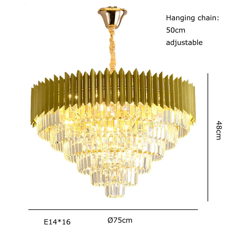 Afralia™ Modern Golden Crystal Pendant Chandelier for Luxurious Living Room Decor