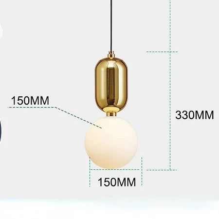 Afralia™ Gold Ring Glass Ball Pendant Light Fixture for Bedroom Living Room.