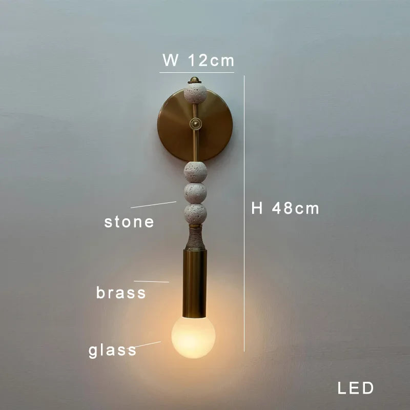 Afralia™ Classic Brass Marble Wall Sconce Bedside Light Luxe Background Décor