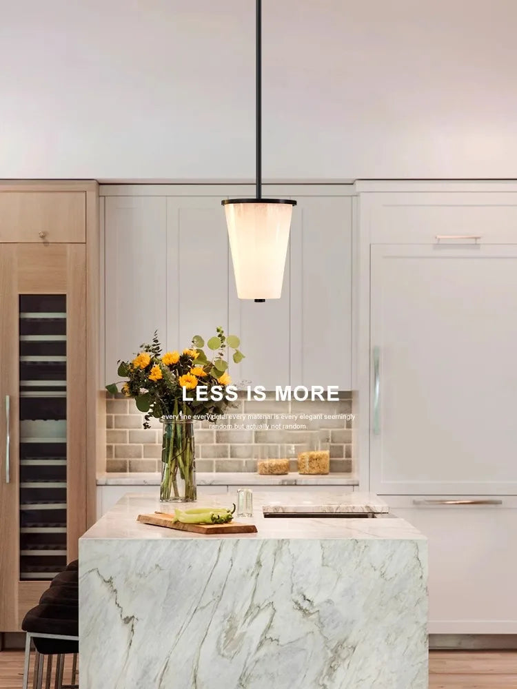 White Spanish Marble Pendant Lamp by Afralia™: Copper Hanging Lustres for Dining & Bedside