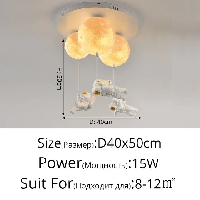 Afralia™ Astronaut Globe Ceiling Light for Kids Room - 18cm/20cm/25cm