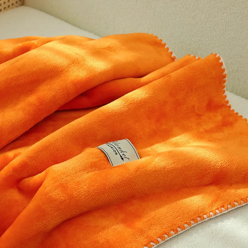 Afralia™ Double-Layer Warm Blanket: Flannel & Lamb Wool Sofa Blanket