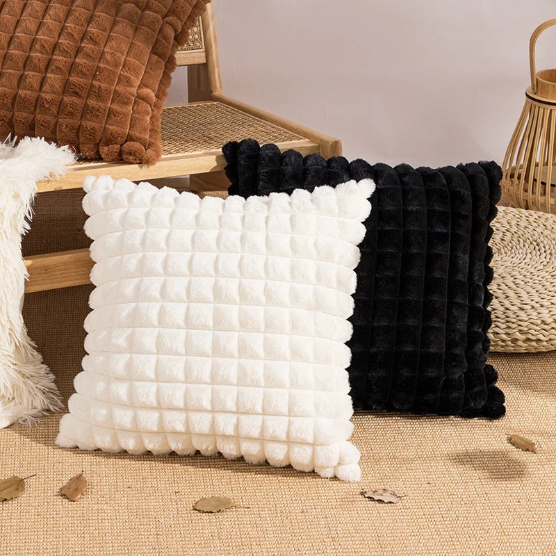 Afralia™ Plush Cushion Cover Nordic Style Home Sofa Pillow Case 45x45/30x50cm