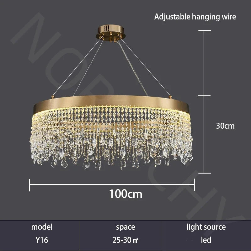 Afralia™ Crystal Chandelier Ring Pendant Light for Living Room, Dining Room, Kitchen