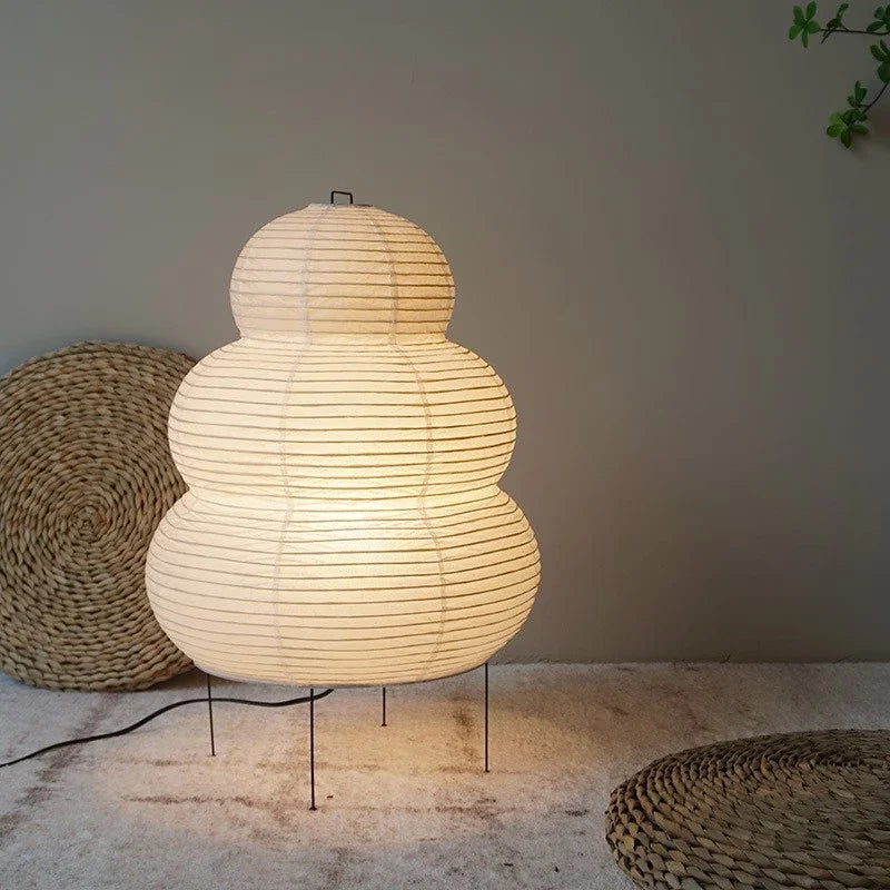 Afralia™ Noguchi Style White Rice Paper Table Lamp for Bedroom Living Room Study