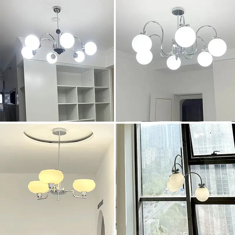 Afralia™ Nordic Chrome Glass Ball Led Chandelier for Modern Home Decor