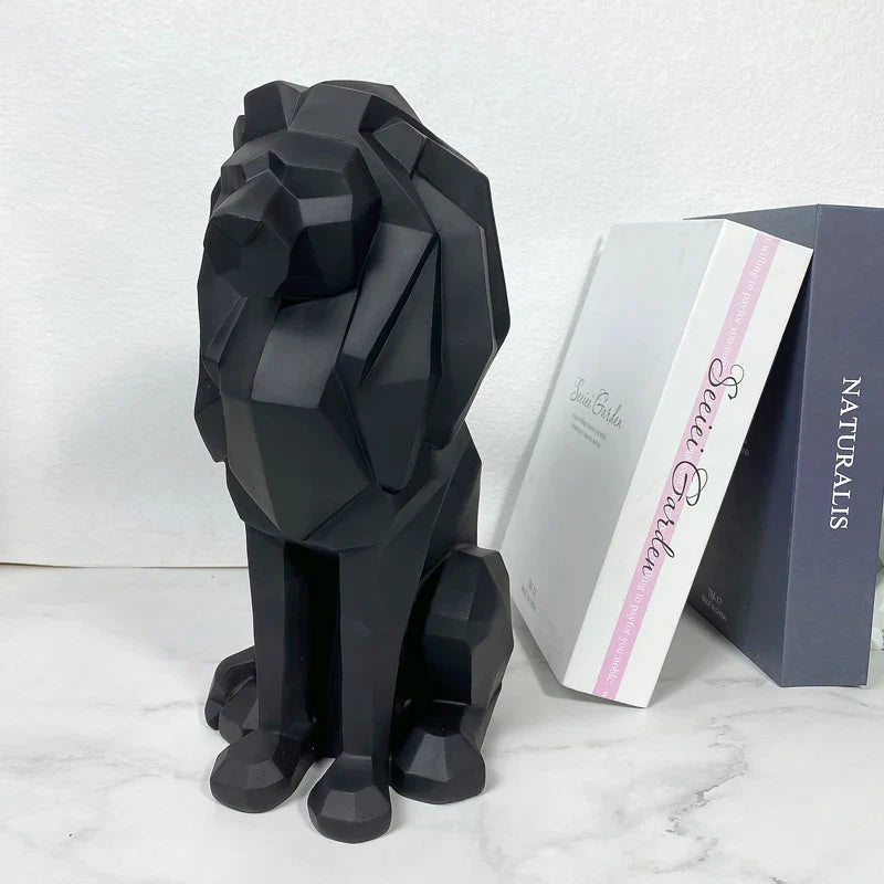 Afralia™ Lion Resin Art Statue: Morden Geometry Figurine for Home Office Decoration