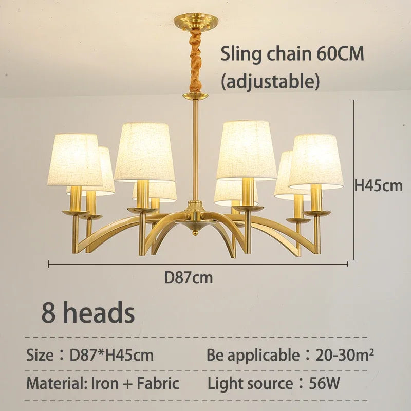 Afralia™ Retro Fabric Pendant Chandelier for Living Room Dining Bedroom Kitchen