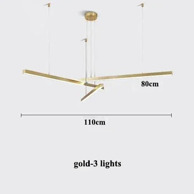 Afralia™ Modern Gold Black Led Pendant Lights, Dimmable, L80cm, Aluminium, Dining Room Hanging Lamp