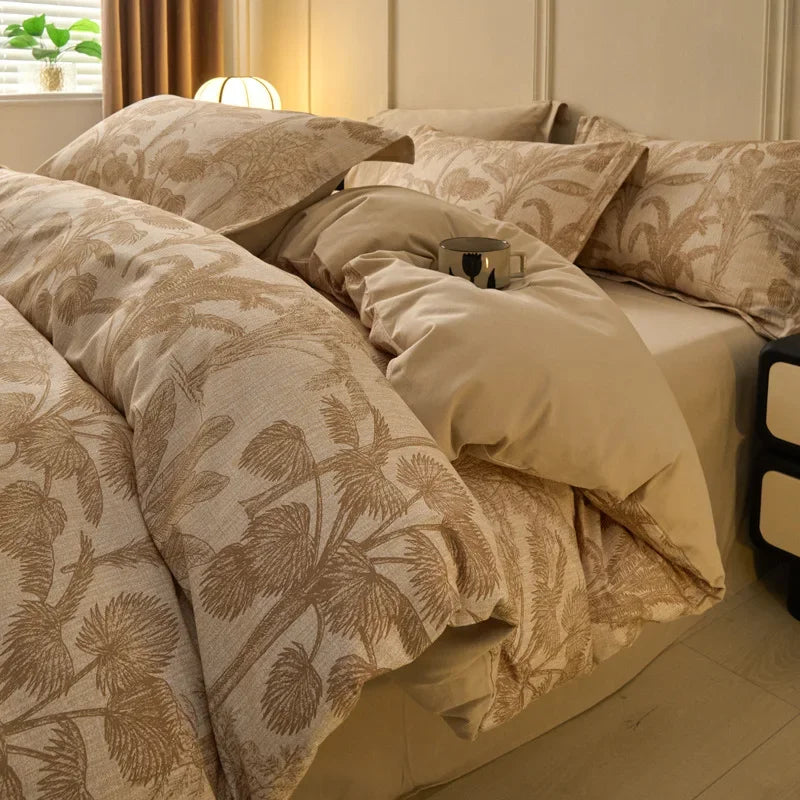 Afralia™ Fashion Flower Print Cotton Duvet Cover Set for All Seasons