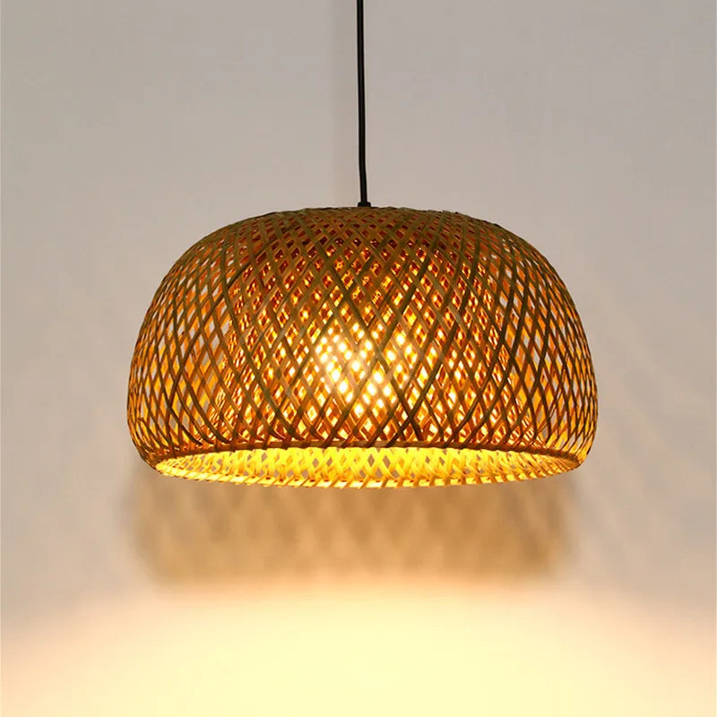 Afralia™ Woven Bamboo LED Pendant Chandelier for Kitchen & Restaurant Lighting