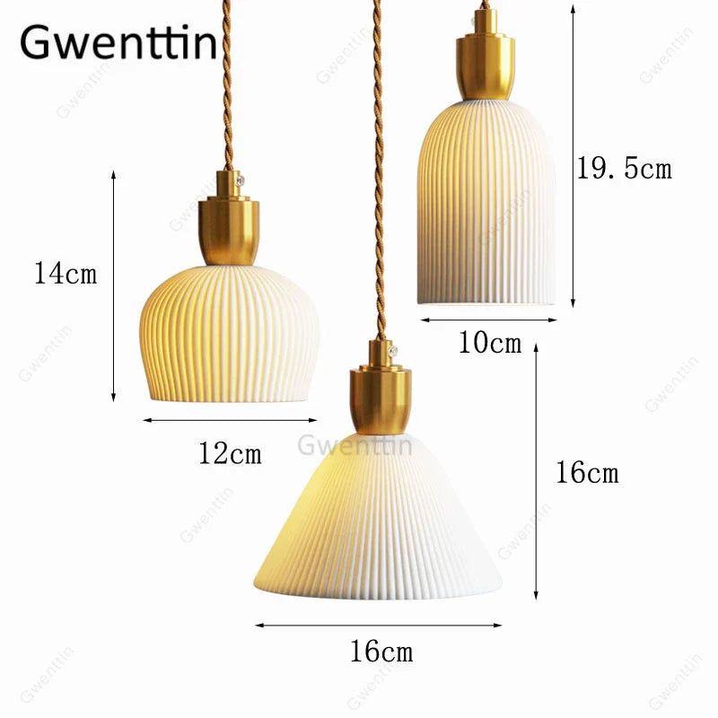 Afralia™ Ceramic Pendant Light: Vintage Nordic Hanging Lamp for Dining Room Kitchen Ceiling Chandelier