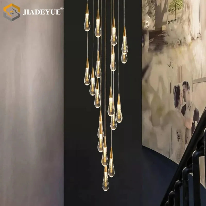 Afralia™ Modern LED Staircase Chandelier for Living Room Villa Duplex Building Rotation