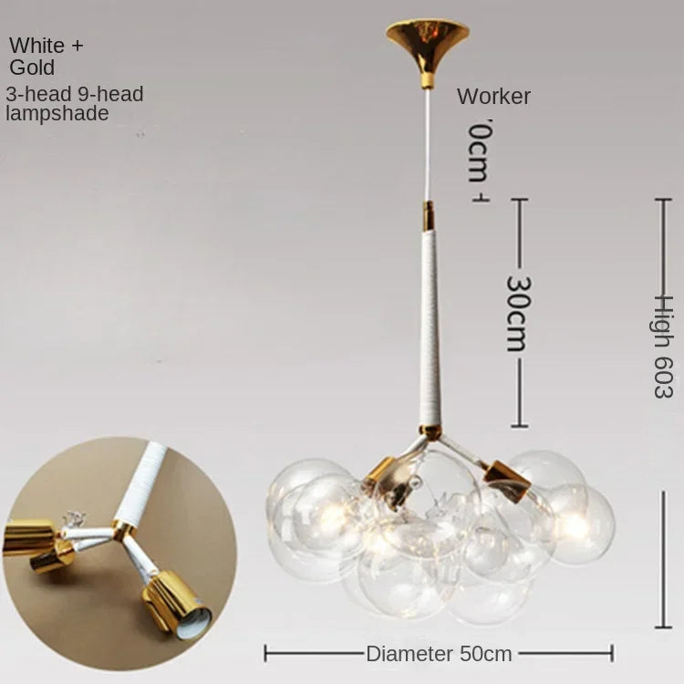 Afralia™ Nordic Glass Chandelier Pendant Lights - Black/White/Coffee - 9/12/18 Bubbles - Home Decor