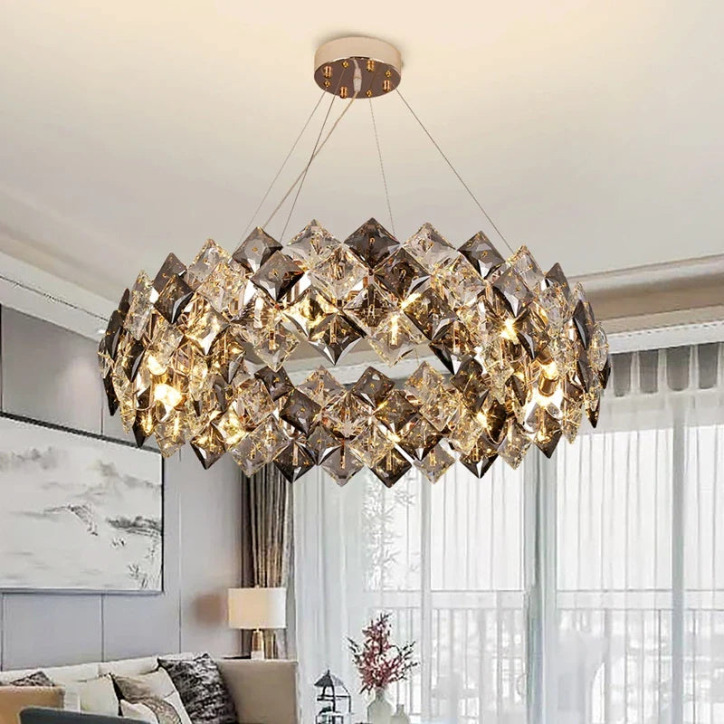 Afralia™ Nordic Gold Crystal Chandelier Ceiling Light for Home, Hotel, and Bedroom