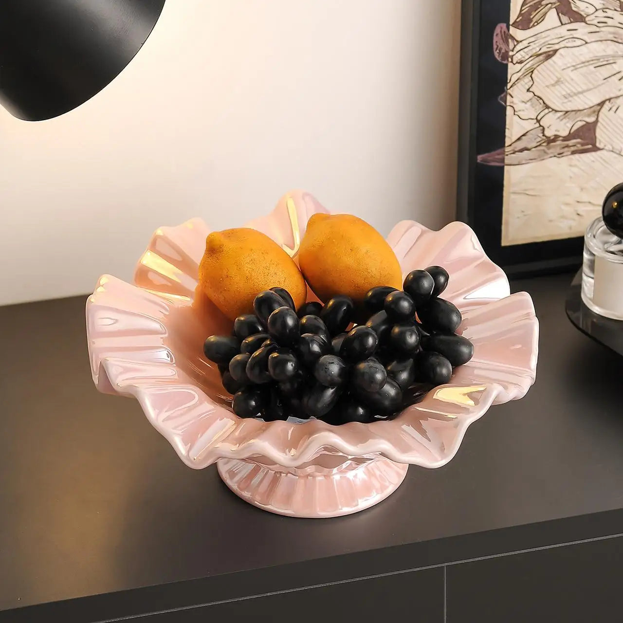 Afralia™ Wave Edge Ceramic Fruit Platter with High Legs: Stylish Home Decor and Snack Plate