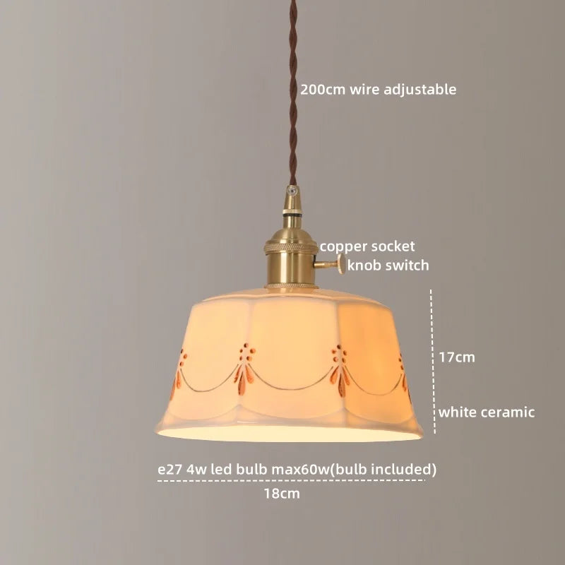 Afralia™ Ceramic LED Pendant Lights: Japanese Style for Living Room, Bedroom, Dining Room