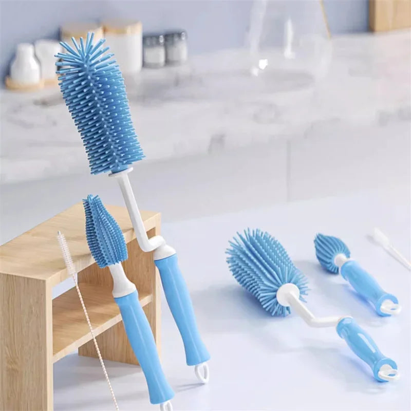 Afralia™ Silicone Bottle & Cup Cleaning Brush Set - Kitchen & Baby Pacifier Cleaner