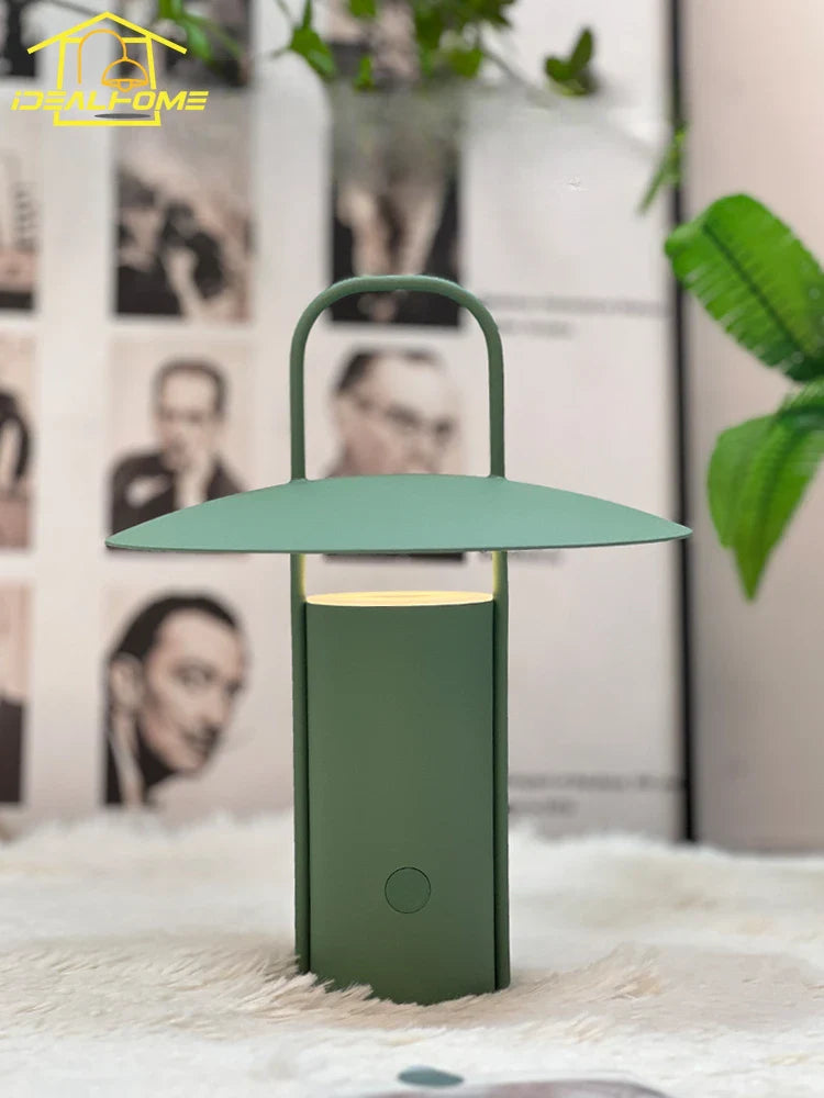 Afralia™ Portable Hand-held Table Lamp Touch Dimming USB Charging Black/Green