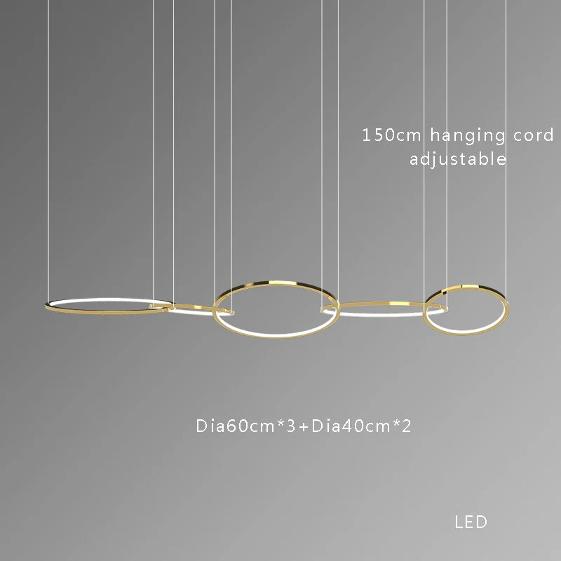 Afralia™ Modern Gold Round LED Pendant Lights for Kitchen Island Bar, Lustres Lamparas