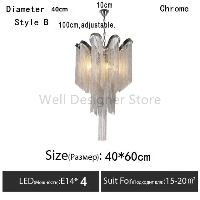 Afralia™ Modern Luxury Tassel Chandelier with E14 Base Aluminum Lamp for Indoor Decor