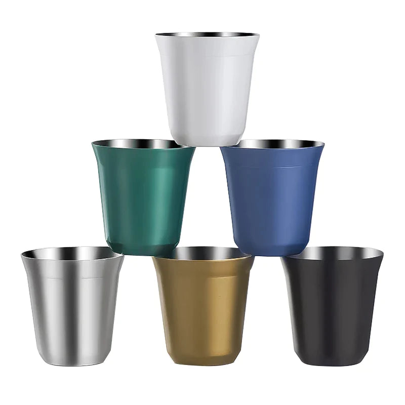 Afralia™ Double Walled Espresso Cups, Insulated Coffee Tumbler, Unbreakable Stainless Steel Cup