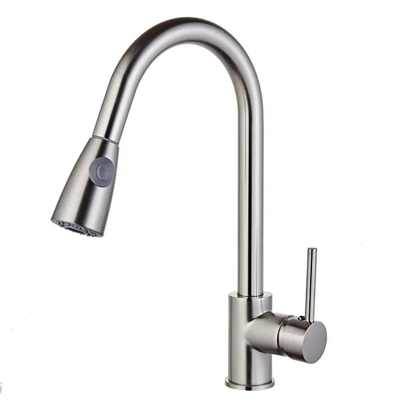 Afralia™ Pull Out Kitchen Faucet Mixer Single Handle 360 Rotate Chrome/Nickel/Gold Tap