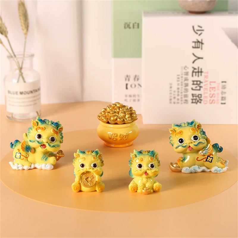 Afralia™ Chinese Mythology Lion Figurines for Luck, Wealth, and Protection