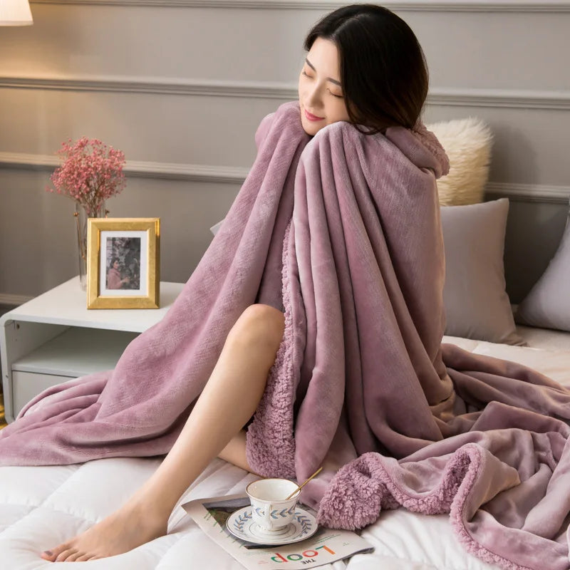 Afralia™ Cozy Lambswool Flannel Blanket for Sofa, Office, and Bed