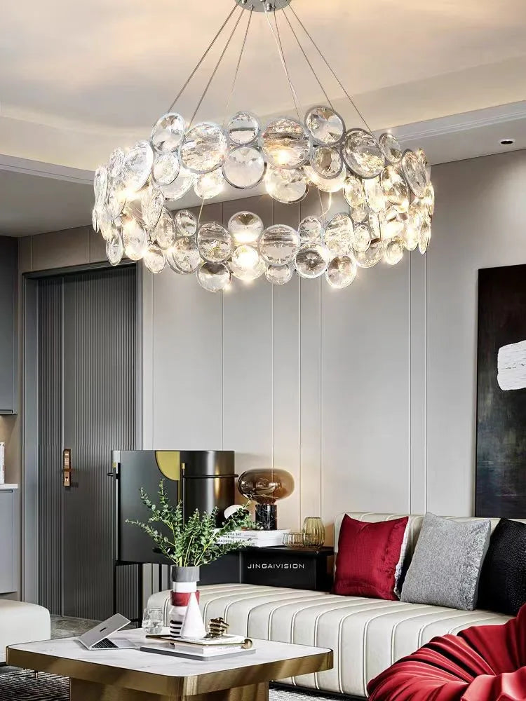 Afralia™ Luxury Crystal Chandelier LED Pendant Light for Modern Living Room