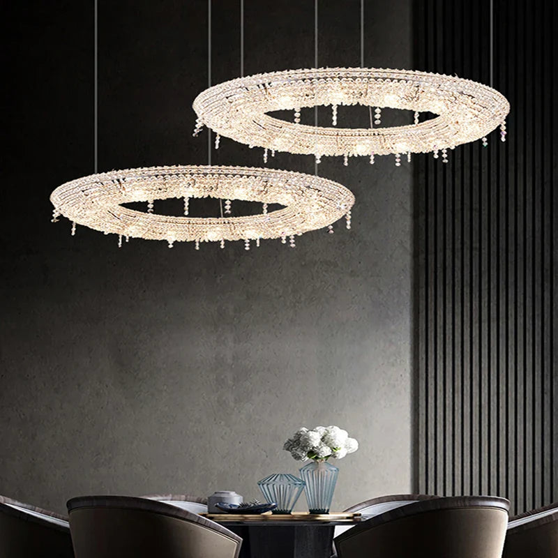 Afralia™ Clear Crystal Art Deco Chandelier for Indoor Lighting in Dinning Rooms, Hotels & Restaurants