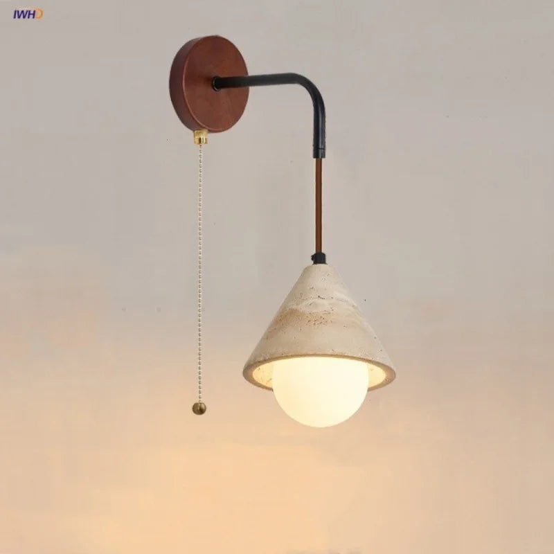 Afralia™ LED White Glass Wall Light Fixture Modern Pull Chain Switch Bedside Sconce