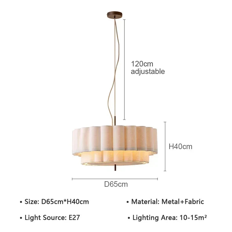 Afralia™ Scalloped Fabric Chandelier Retro Bohemia Pendant Lamp for Living Dining Bedroom