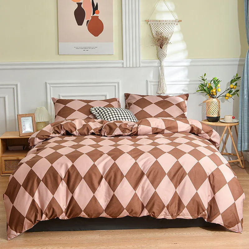 Afralia™ Geometric Stripes Bedding Set: Duvet Cover, Bed Sheets, Pillowcases