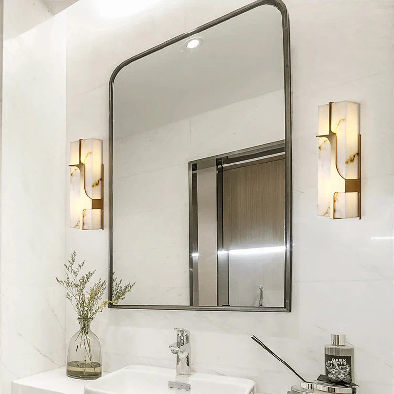 Afralia™ Imitation Marble LED Wall Lamp - European Retro 50CM Villa Living Room Light