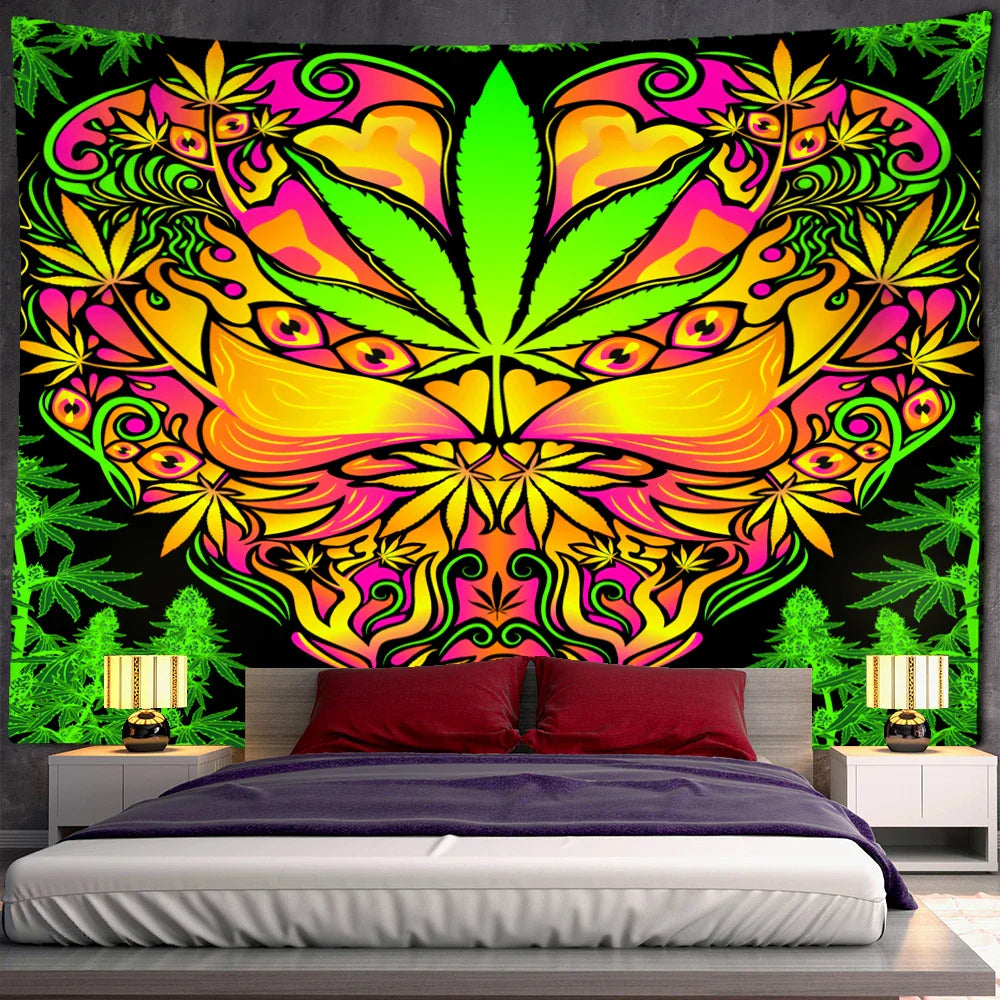 Afralia™ Maple Leaf Psychedelic Tapestry Wall Hanging: Colorful Boho Decor