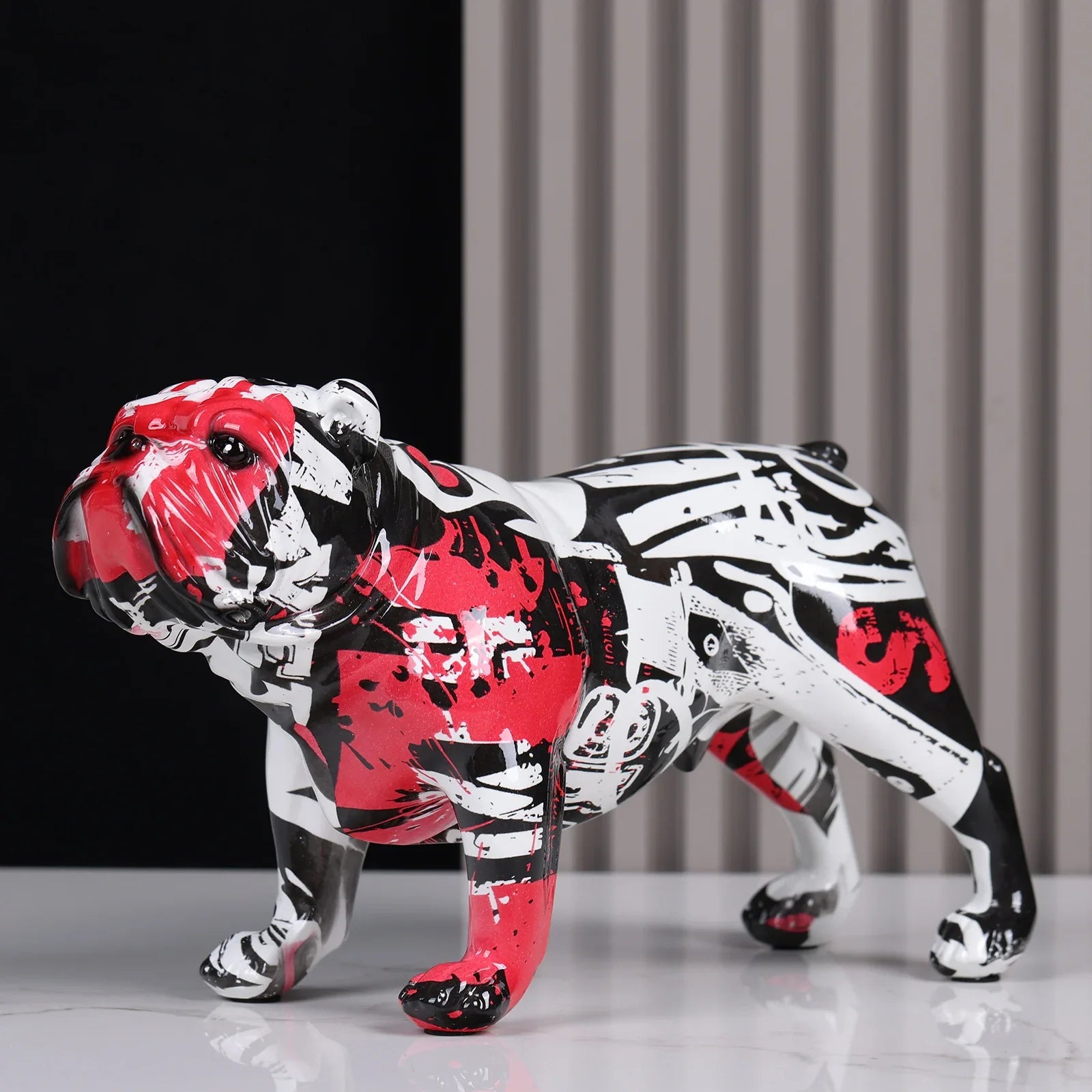 Afralia™ Bulldog Figurines: Colorful Modern Graffiti Art Home Decor & Ornaments, Ideal for Room Display