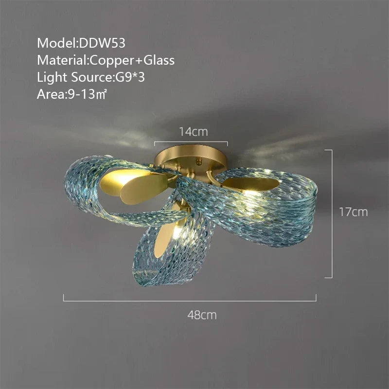 Afralia™ Peacock Leaf Glass LED Pendant Chandelier