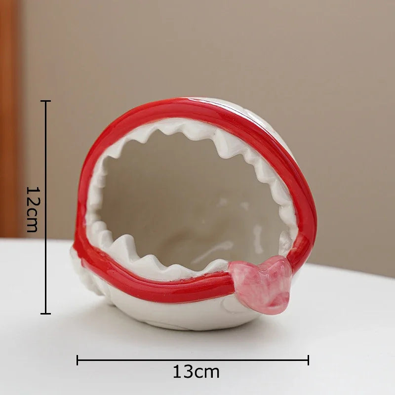 Afralia™ Man-eating Plant Ceramic Ash Tray for Office Desktop and Gift