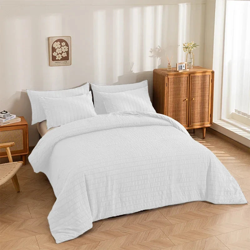 Afralia™ King Size Seersucker Quilt: Soft, Breathable, All-Season Comforter