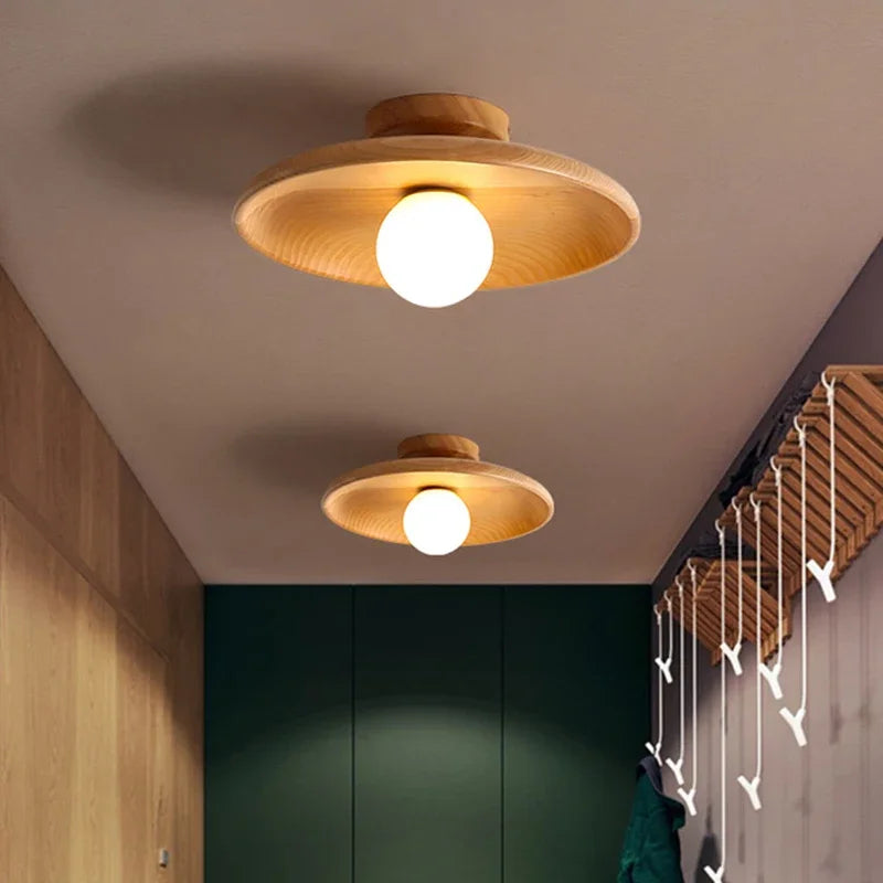 Afralia™ Wooden LED Ceiling Chandelier for Bedroom and Corridor Lighting