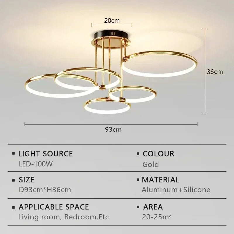 Afralia™ Modern Gold-plated LED Pendant Light for Luxury Indoor Lighting.